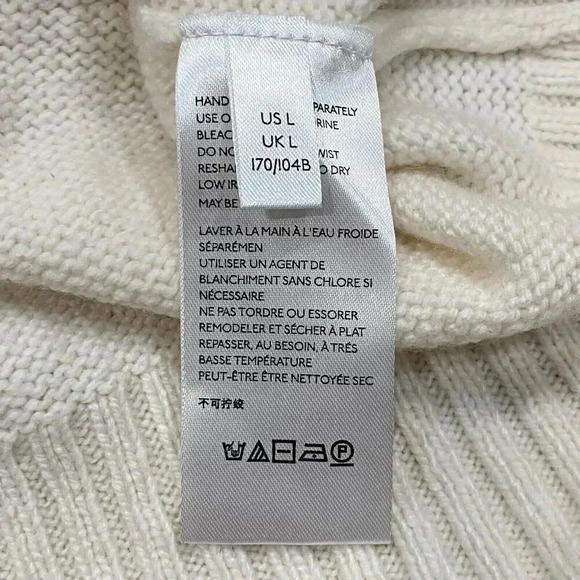 Anthropologie Ribbed Sweater Large Cream Knit Butterfly Sleeve Wool Blend EUC - Picture 5 of 13